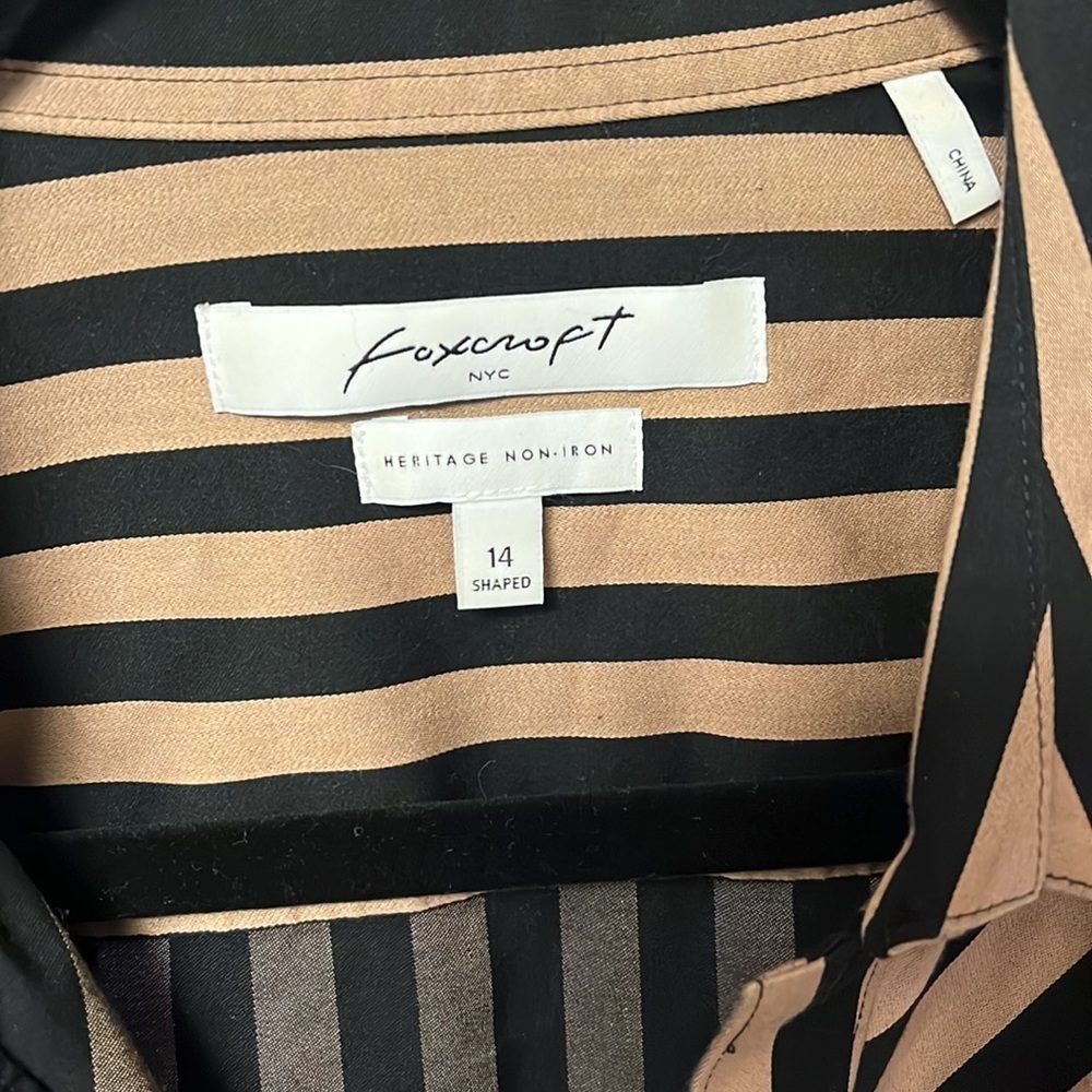 FOXCROFT Mary Stripe Stretch Button Up Shirt Heritage Non-Iron Misses office - Picture 5 of 9